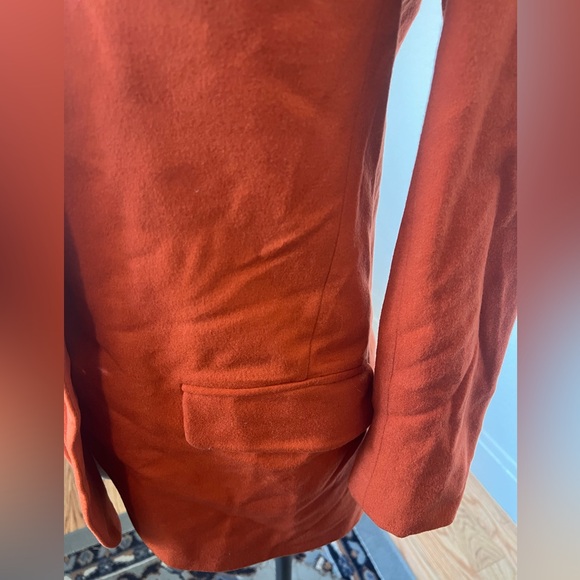 Vintage 1980s Mary Ann Restivo Persimmon Orange Wool and Cashmere Blazer  Sz 4 - Picture 5 of 12